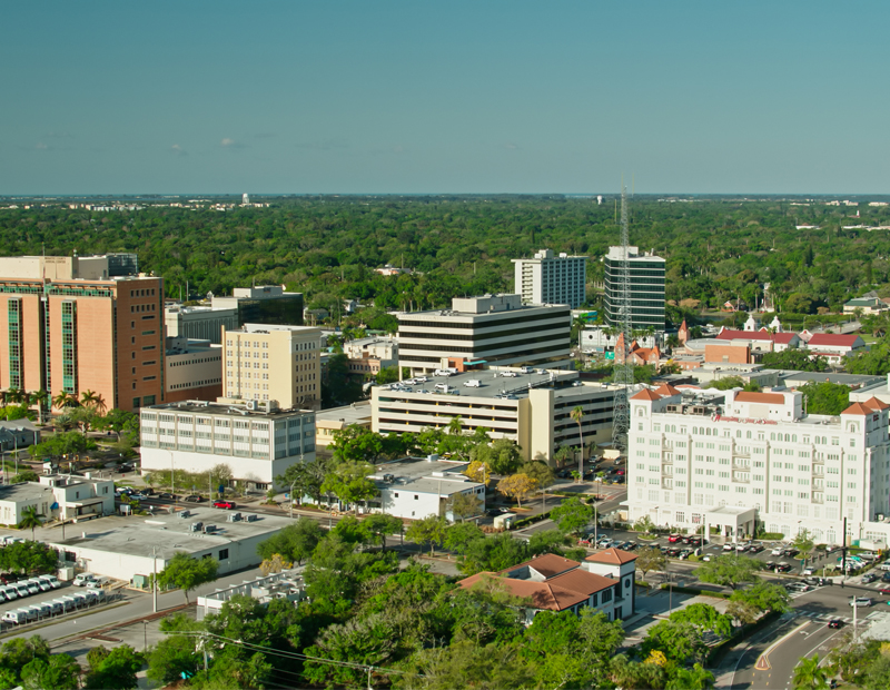 An overhead view of Bradenton, Florida.