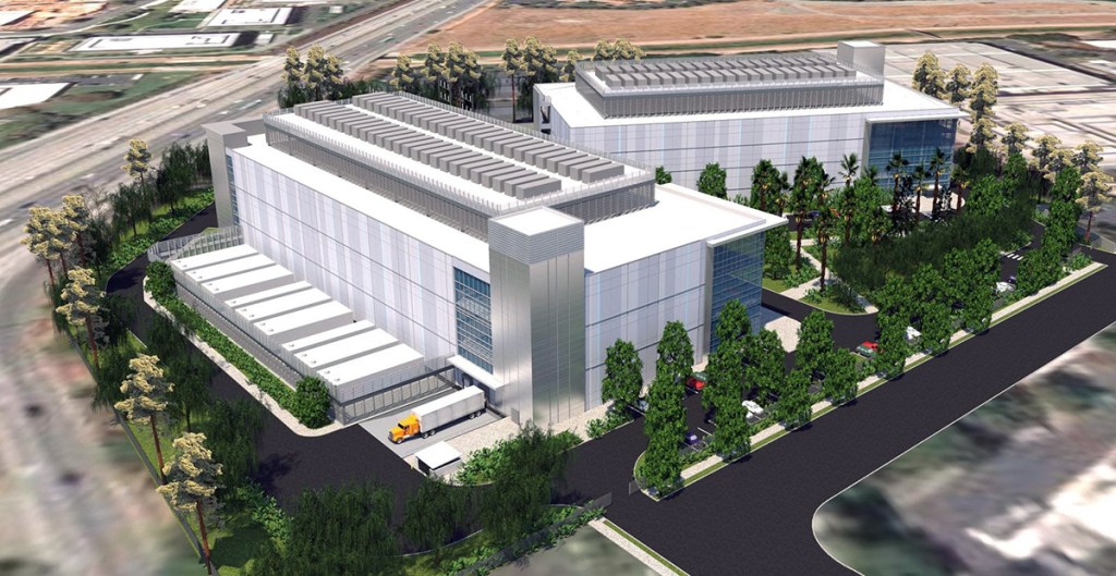 Rendering depicting the first two data center buildings at EdgeCore Digital Infrastructure's campus in Santa Clara, Calif.