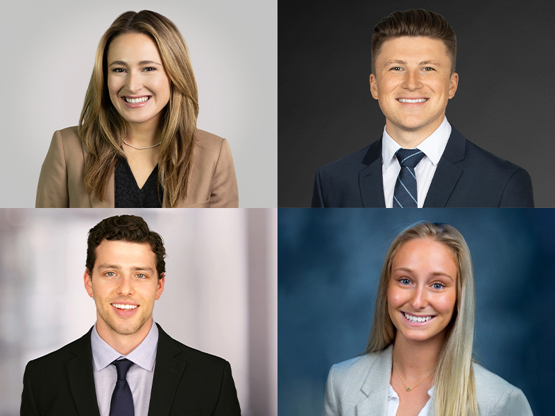 Four headshots edited featuring Allie McCracken, Tobias Hipp, Benjamin Bouganim and Lexi Castellino