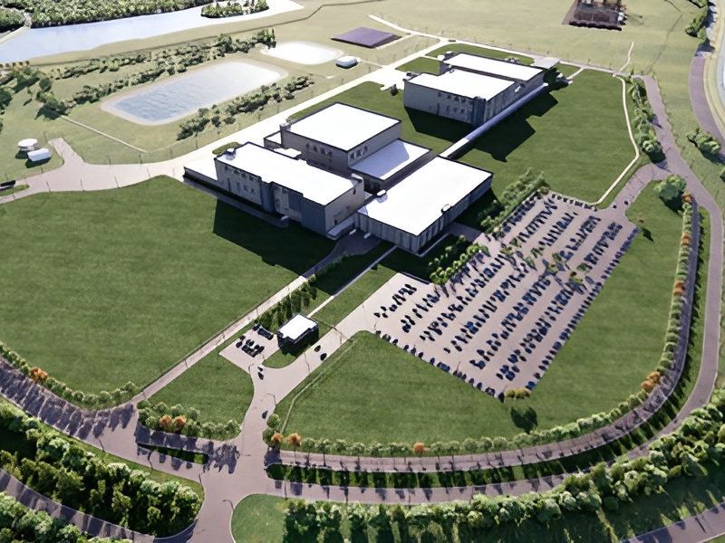 Aerial rendering depicting Eli Lilly's $5 billion drug manufacturing campus in Richmond, Va.