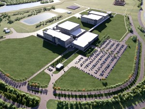 Aerial rendering depicting Eli Lilly's $5 billion drug manufacturing campus in Richmond, Va.