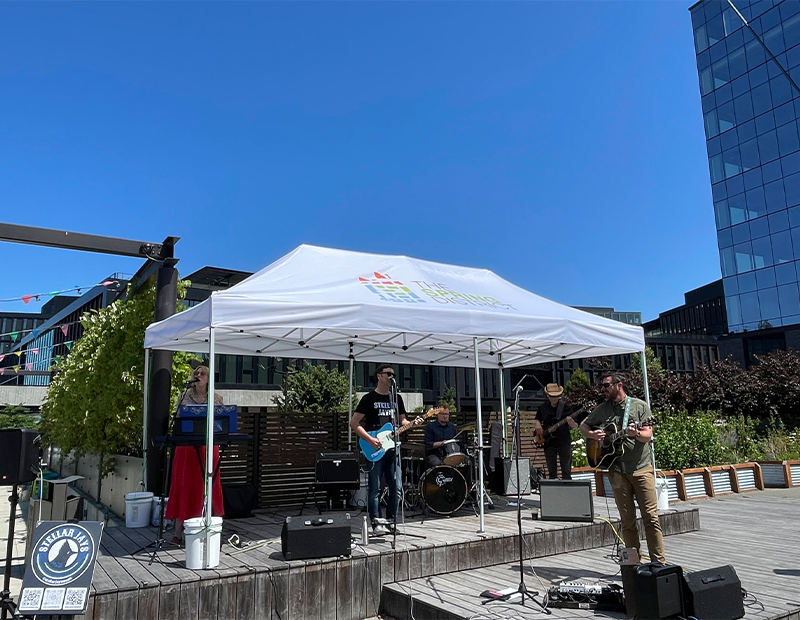 Local Band playing an outdoor concert at The Spring District.