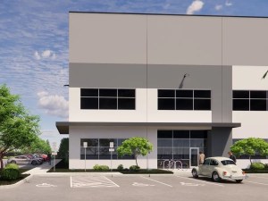 Exterior rendering depicting the completed warehouse project by Trammell Crow Co. and Affinius Capital in Canby, Ore.