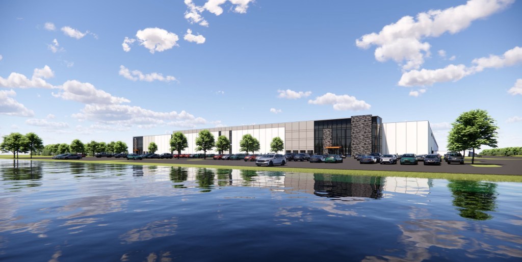 A rendering of the industrial facility being developed by Clarius Partners and Hillwood Investment Properties.