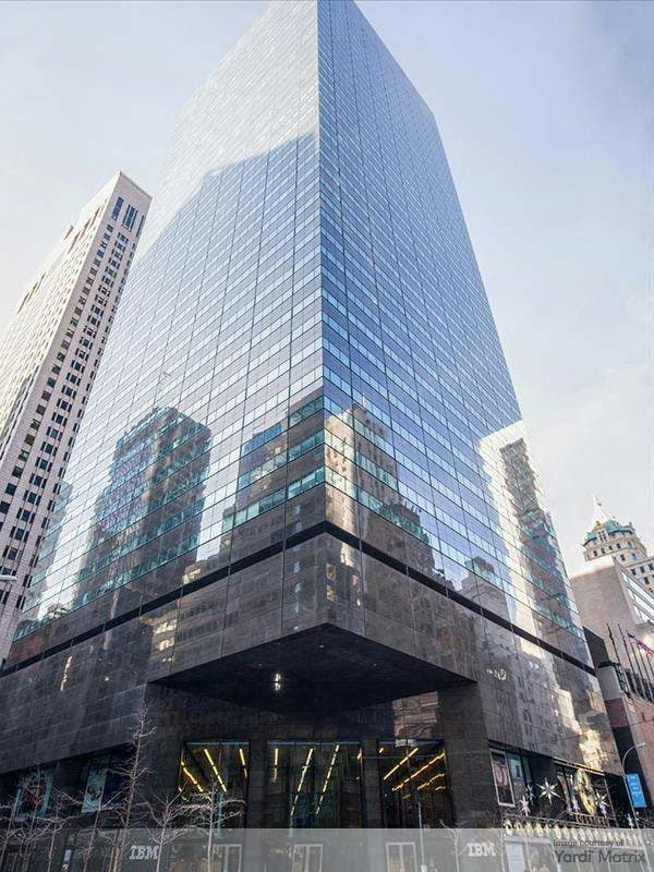 Exterior shot of 590 Madison Ave., an office building in Manhattan.