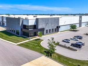Exterior shot of the industrial building at 6055 Commerce Drive in Whitestown, Ind.