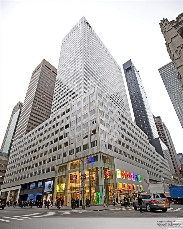 Outside shot depicting 660 Fifth Avenue, an office tower owned by Brookfield in Manhattan, N.Y.
