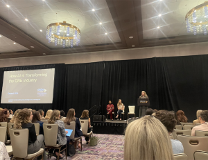 Diane Crocker, Vered Tal and Yatina Katunga holding a panel on AI at CREW Netowrk Convention in Austin.