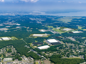 an aerial shot of Central 9 Logistics Park, a 4.1 million-square-foot industrial park in Old Bridge, N.J.,