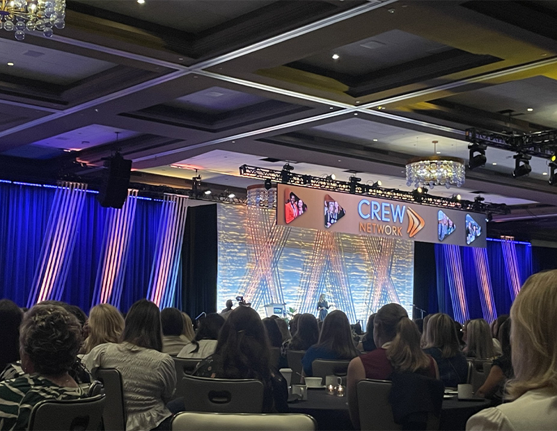 Chely Wright onstage during her keynote address at the CREW Network convention in Austin Texas.