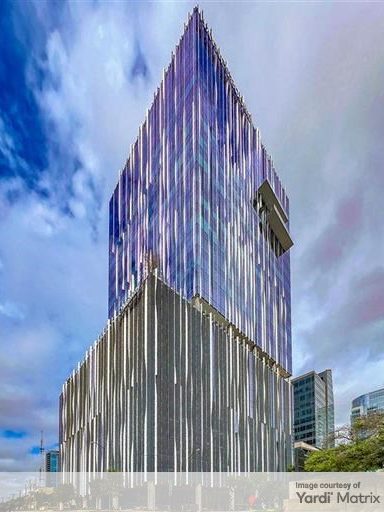 Exterior shot of Harwood 14, a 377,00-square-foot office high-rise in Dallas.