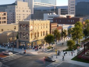 an aerial view of the upcoming South Downtown Atlanta mixed-use development