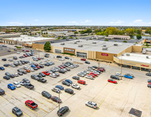 Aerial shot of White Oaks Plaza in Springfield, Ill.