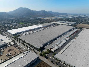 Aerial shot depicting Bridge Logistics Properties' warehouse in Fontana, Calif.