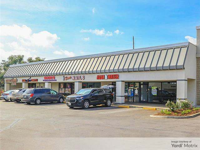 Exterior shot of one of the buildings at Five Points Plaza in Riverside, Calif.