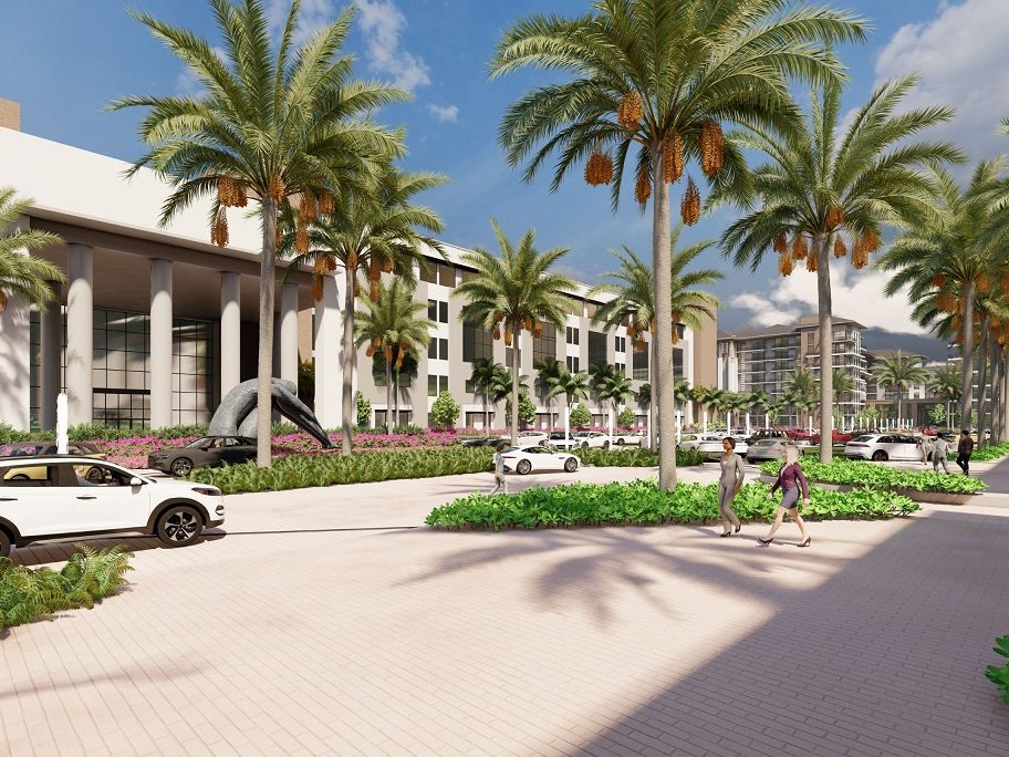 Rendering of the development of The Eclipse, a project in Boca Raton, Fla. comprising residential units, office and retail spaces.