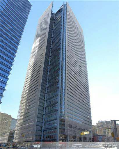 Exterior shot of The New York Times Building in Manhattan.