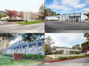 Outside shots depicting four of the 11 properties Prologis acquired within the Crocker Industrial Park in Brisbane, Calif.