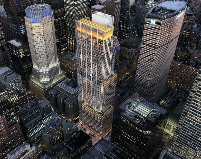 Rendering of 343 Madison Ave., which broke ground last July