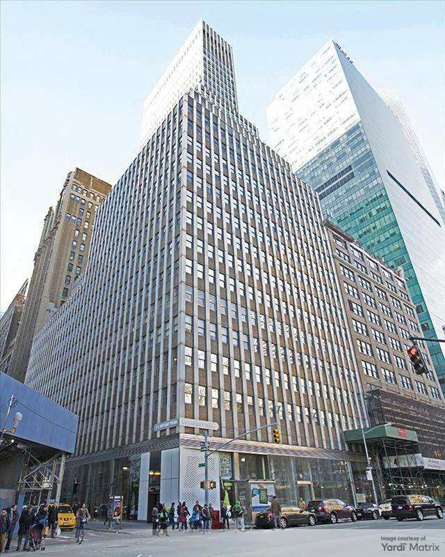 Exterior shot of 5 Bryant Park, a Manhattan office building.
