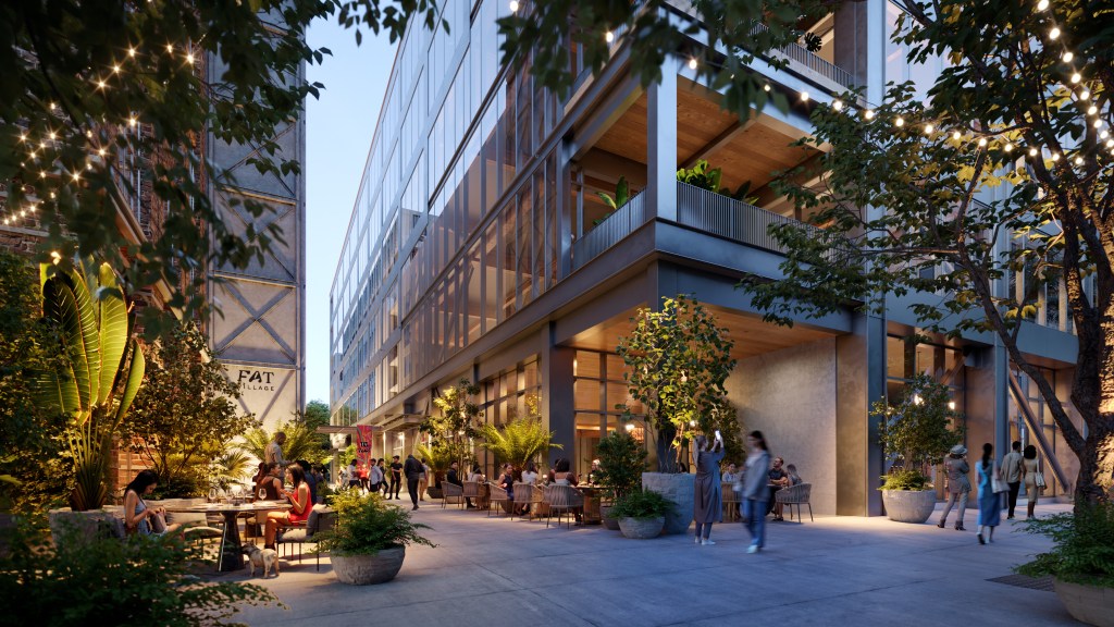 Street view rendering of FAT Village, an 835,000-square-foot master-planned development in downtown Fort Lauderdale.