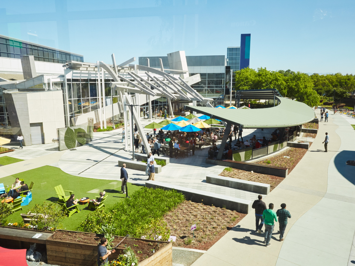 Photo depicting the outside amenity package included in the Google HQ in Mountain View, Calif.