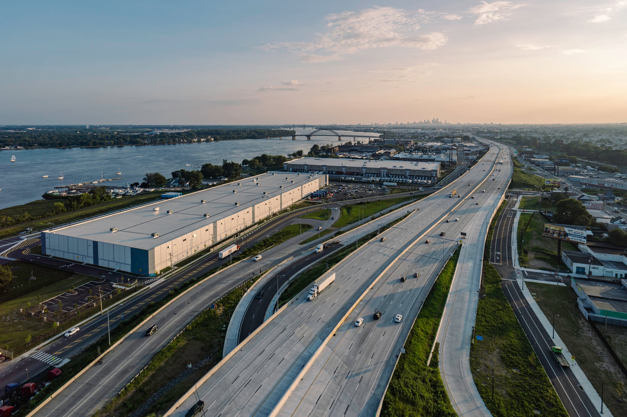 Aerial shot of a Link Logistics infill industrial asset in metro Philadelphia, Penn.