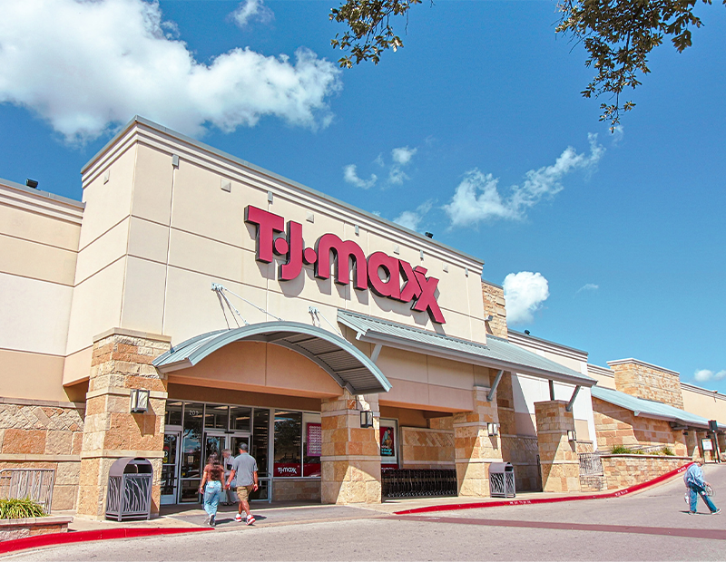 TJ Maxx storefront at Wolf Ranch Town Plaza in Georgetown, Texas