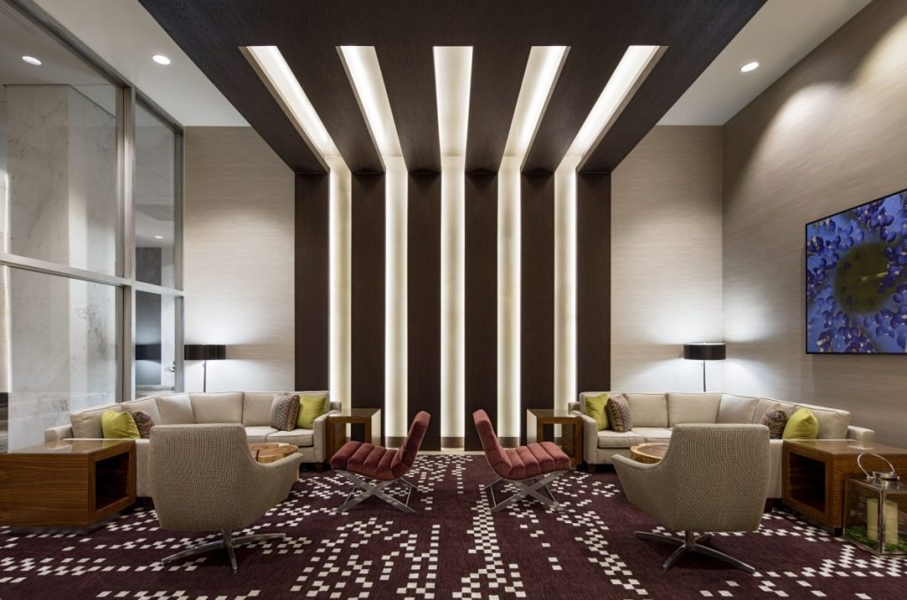 an image with the renovated lobby at the LVT Tower