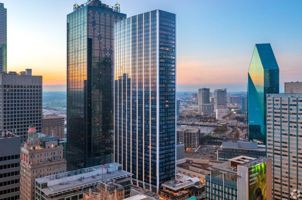 aerial view of The National tower in Dallas