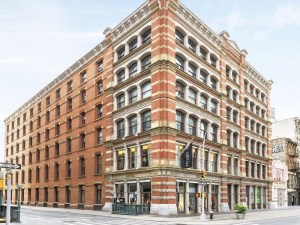 Exterior shot of 100 Crosby Street, a Manhattan office building.
