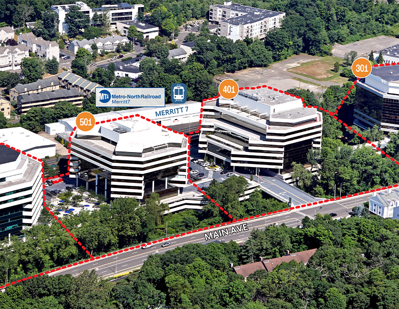 Aerial view of Merritt 7 in Norwalk, Conn.