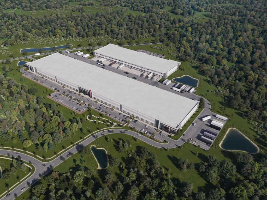 an aerial rendering of the upcoming AXIAL Commerce Station