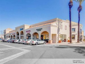 Exterior shot of Bristol Marketplace, a retail center in Santa Ana, Calif.