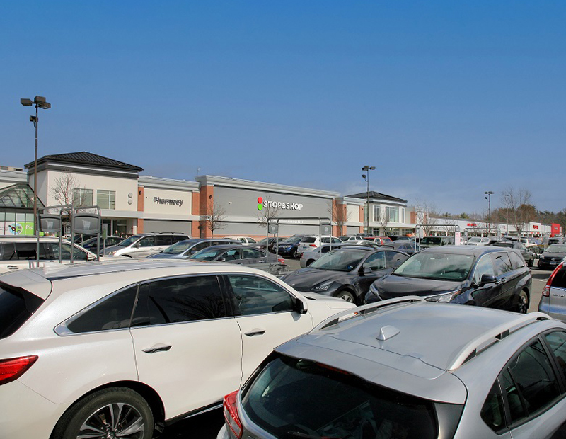 A photo of the Bristol Plaza shopping center, featuring the anchor Stop & Shop.