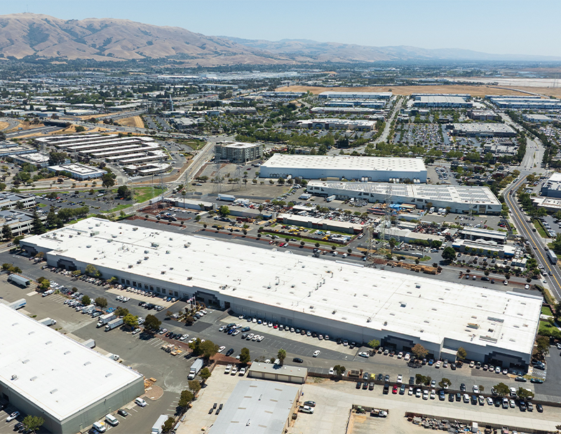 Aerial view of Christy Street Industrial Center in Fremont, Calif.