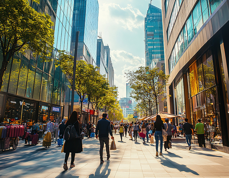 Photo of shoppers in the central business district