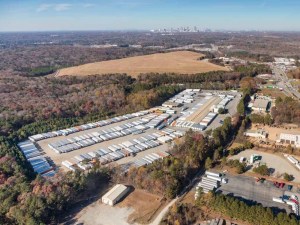 Aerial shot of a typical industrial outdoor storage property.
