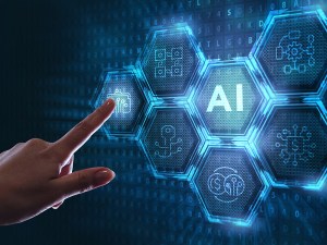 Artificial intelligence (AI), machine learning and modern computer technologies concepts. Business, Technology, Internet and network concept.