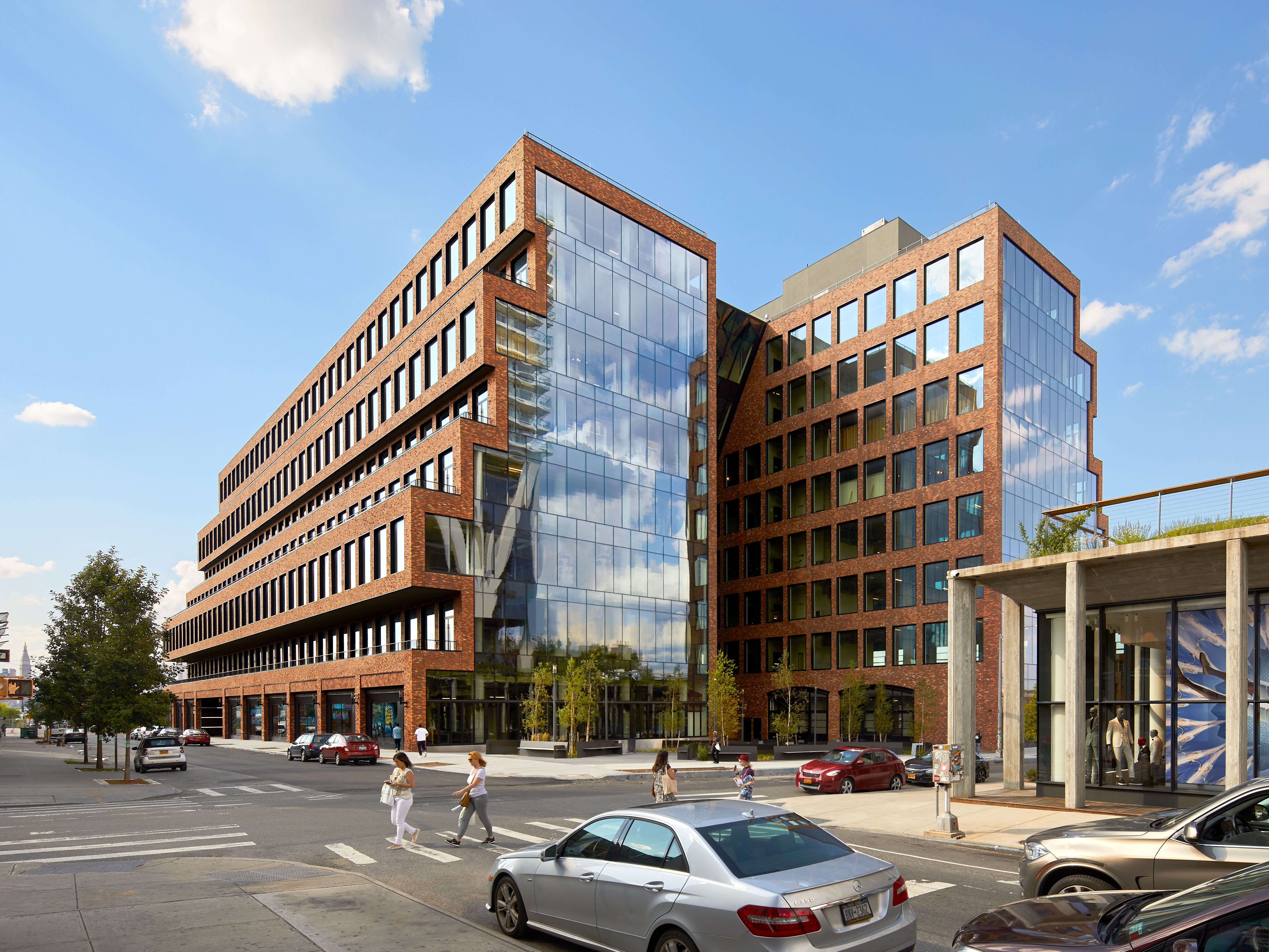 Exterior shot of 25 Kent, a 511,000-square-foot office building in Brooklyn's Williamsburg.