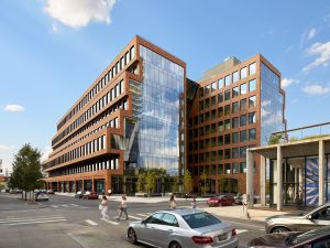 Exterior shot of 25 Kent, a 511,000-square-foot office building in Brooklyn's Williamsburg.