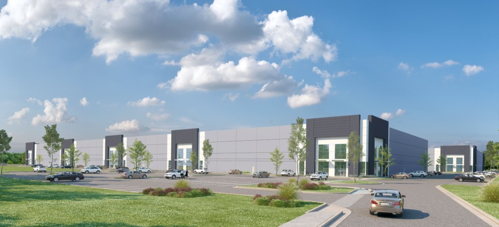 Exterior rendering of one of the buildings at Bear Creek Logistics Park