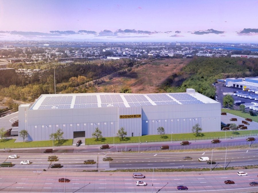Exterior rendering of College Point Logistics Center in Queens, N.Y.