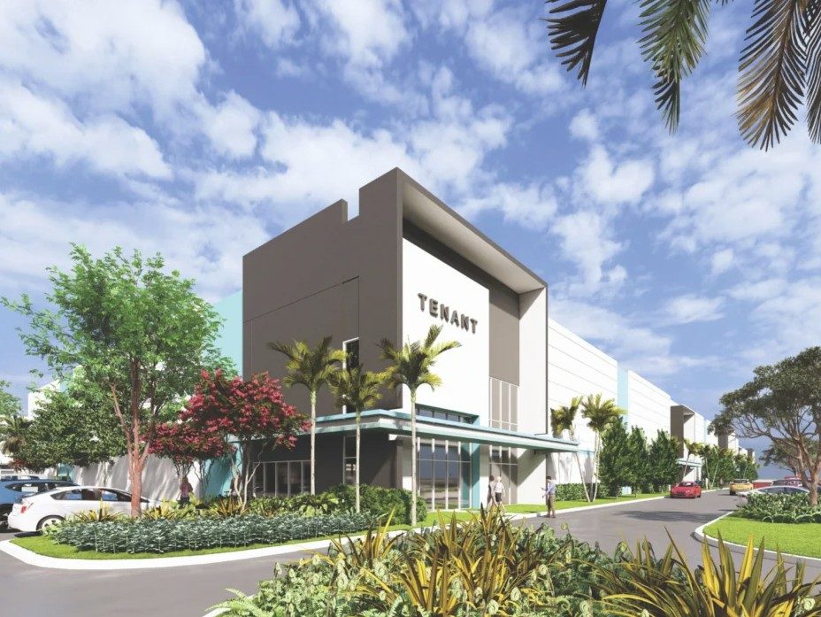Rendering of Festival Logistics Park, a three-building industrial project currently underway in Pompano Beach, Fla.