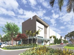 Rendering of Festival Logistics Park, a three-building industrial project currently underway in Pompano Beach, Fla.