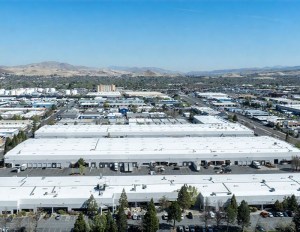 Aerial view of Greg Center, a four-building industrial campus that includes mid- and shallow-bay properties in Sparks, Nev., in metro Reno