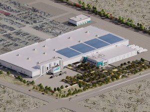 Aerial rendering of the building developed by Proficiency Capital for Jensen Infrastructure in Lancaster, Calif.