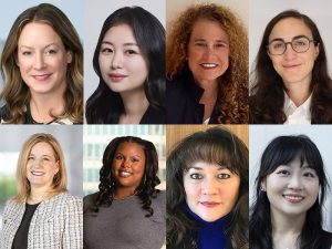 A collage of headshots that include Suzanne Martinez (mentor) & Christine Y. Kim (mentee), Carolyn Pianin (mentor) & Irina Chocua (mentee),Carrie Szarzynski (mentor) & Bretagne Ball (mentee), Nicole Pecoulas (mentor) & Junzhou (Jojo) Cui (mentee)