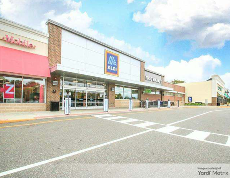 Exterior of Aldi at The Groton Shopping Center in Groton, Conn.