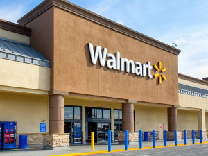 Exterior shot of a Walmart store.